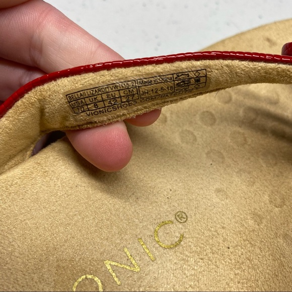 Vionic Bella II Lizard Flip Flops Red Bow Comfort Sandals 10 - Picture 6 of 7